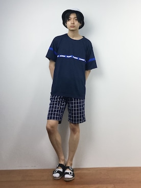 「HVC（エイチブイシー）のアイテム（パンツ）」を使った、Yさん（メンズ・184cm）の夏コーディネート