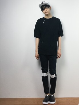「MONKEY TIME（モンキータイム）のアイテム（ニット/セーター）」を使った、Yさん（メンズ・184cm）の夏コーディネート