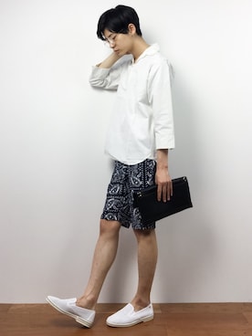 「knock through abstraction（ノックスルーアブストラクション）のアイテム（パンツ）」を使った、Yさん（メンズ・184cm）の夏コーディネート