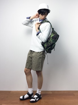 「DETAILS（ディテールズ）のアイテム（サンダル）」を使った、Yさん（メンズ・184cm）の夏コーディネート