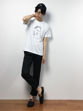 「JUNRED（ジュンレッド）のアイテム（サンダル）」を使った、Yさん（メンズ・184cm）の夏コーディネート