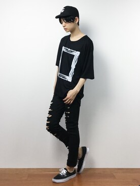 「unrelaxing（アンリラクシング）のアイテム（トップス）」を使った、Yさん（メンズ・184cm）の夏コーディネート