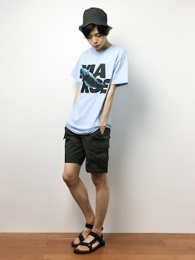 「TROVE（トローヴ）のアイテム（帽子）」を使った、Yさん（メンズ・184cm）の夏コーディネート
