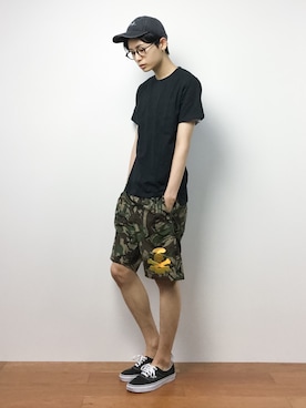 「AAPE BY A BATHING APE（エーエイプバイアベイシングエイプ）のアイテム（パンツ）」を使った、Yさん（メンズ・184cm）の夏コーディネート
