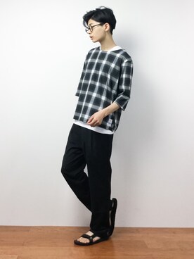 「Request（リクエスト）のアイテム（トップス）」を使った、Yさん（メンズ・184cm）の夏コーディネート