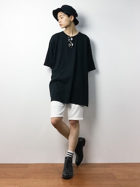 「unrelaxing（アンリラクシング）のアイテム（トップス）」を使った、Yさん（メンズ・184cm）の夏コーディネート