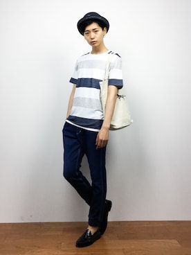 「FRED PERRY（フレッドペリー）のアイテム（帽子）」を使った、Yさん（メンズ・184cm）の夏コーディネート