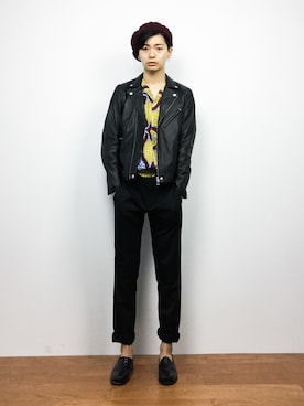 「STUDIOUS（ステュディオス）のアイテム（ライダースジャケット）」を使った、Yさん（メンズ・184cm）の夏コーディネート