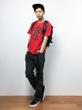 「Burner（バーナー）のアイテム（帽子）」を使った、Yさん（メンズ・184cm）の夏コーディネート