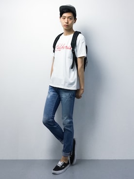 「Herschel Supply（ハーシェルサプライ）のアイテム」を使った、Yさん（メンズ・184cm）の夏コーディネート
