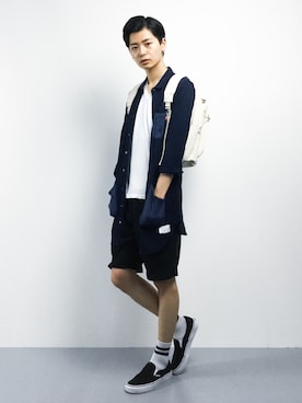 「SUNDUCK（サンダック）のアイテム」を使った、Yさん（メンズ・184cm）の夏コーディネート