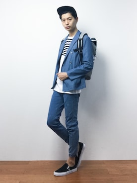 「Alpha Industries（アルファインダストリーズ）のアイテム（バッグ）」を使った、Yさん（メンズ・184cm）の夏コーディネート