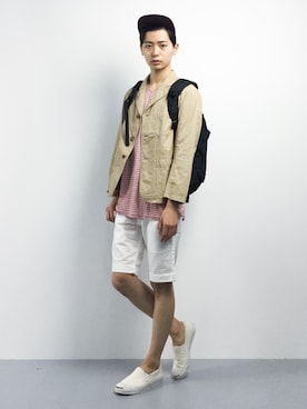 「2 class.ics（トゥークラスドットイクス）のアイテム（トップス）」を使った、Yさん（メンズ・184cm）の夏コーディネート