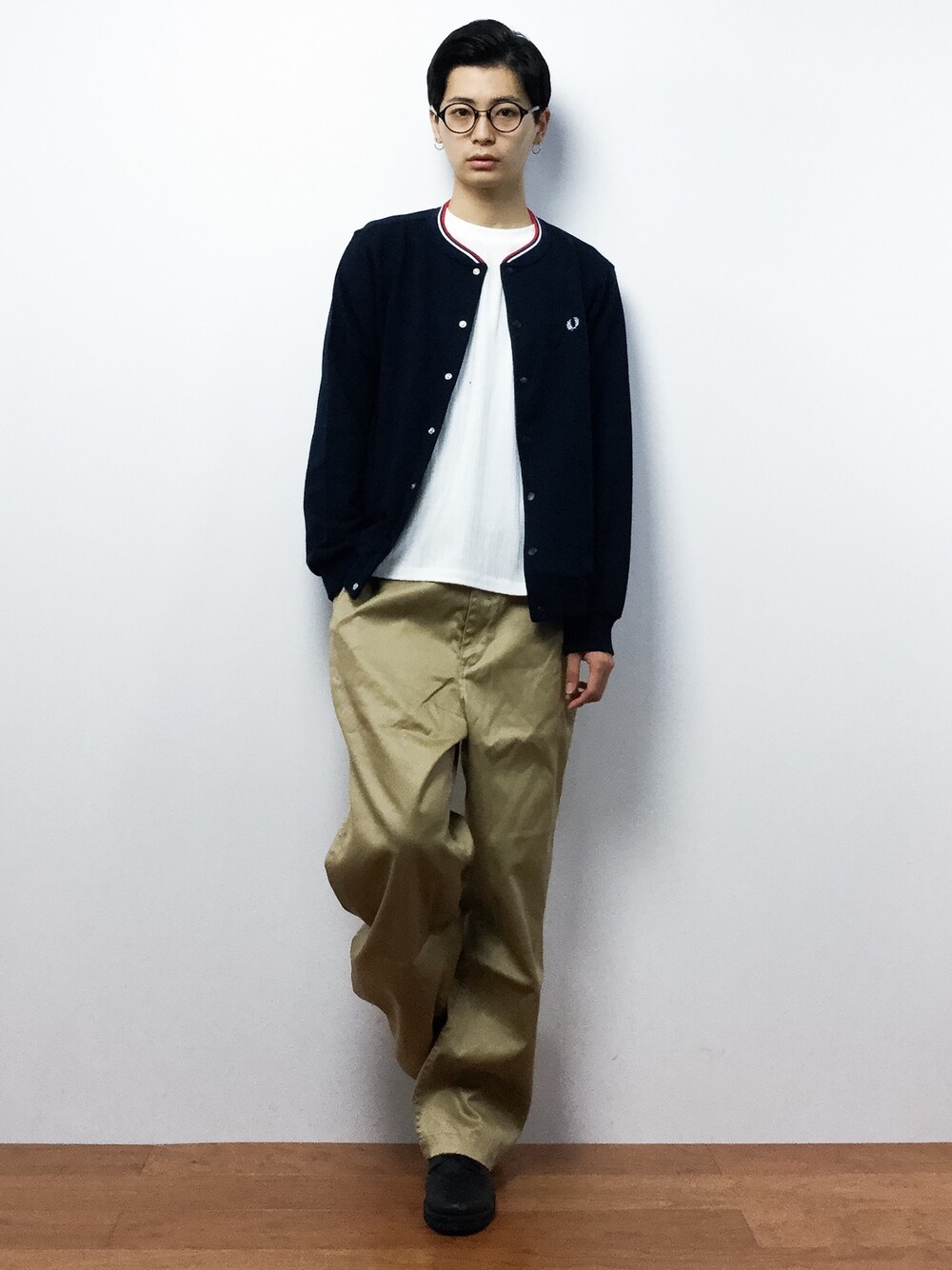 Yさんの「FRED PERRY×BEAMS / 別注 裏毛クルーカーディガン（FRED PERRY）」を使ったコーディネート