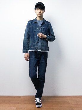 「45R（フォーティファイブアール）のアイテム（Tシャツ/カットソー）」を使った、Yさん（メンズ・184cm）の秋コーディネート