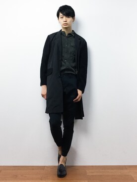 「FRAPBOIS（フラボア）のアイテム（ステンカラーコート）」を使った、Yさん（メンズ・184cm）の秋コーディネート