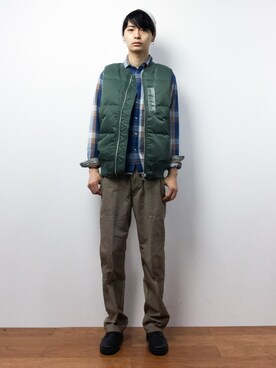 「Johnbull Private labo（ジョンブルプライベートラボ）のアイテム（カーゴパンツ）」を使った、Yさん（メンズ・184cm）の秋コーディネート