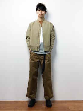 「Denime（ドゥニーム）のアイテム（MA-1）」を使った、Yさん（メンズ・184cm）の秋コーディネート