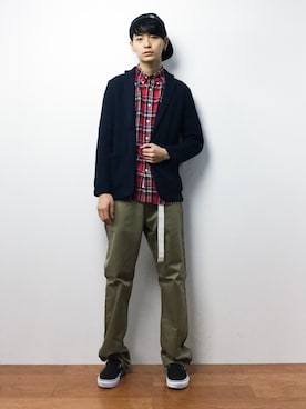 「FTC（エフティーシー）のアイテム（チノパンツ）」を使った、Yさん（メンズ・184cm）の秋コーディネート