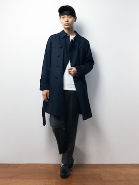 「green label relaxing（グリーンレーベルリラクシング）のアイテム（トレンチコート）」を使った、Yさん（メンズ・184cm）の秋コーディネート