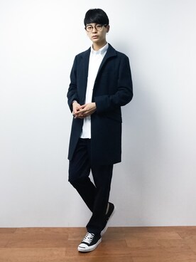 「ADPOSION（アドポーション）のアイテム（ステンカラーコート）」を使った、Yさん（メンズ・184cm）の秋コーディネート