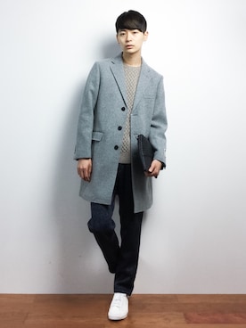 「green label relaxing（グリーンレーベルリラクシング）のアイテム（チェスターコート）」を使った、Yさん（メンズ・184cm）の秋コーディネート
