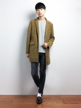 「アキコーデ」｜「アイテム（チェスターコート）」を使った、Yさん（メンズ・184cm）の秋コーディネート