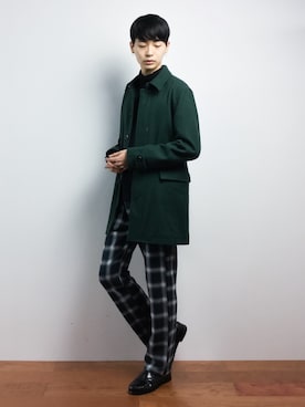 「Denime（ドゥニーム）のアイテム（ステンカラーコート）」を使った、Yさん（メンズ・184cm）の秋コーディネート