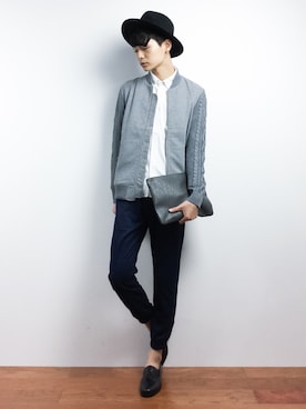 「ツバ広ハット」｜「アイテム（MA-1）」を使った、Yさん（メンズ・184cm）の秋コーディネート