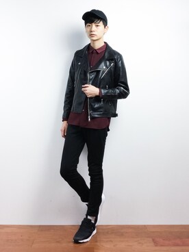 「L.H.P（エルエイチピー）のアイテム（ライダースジャケット）」を使った、Yさん（メンズ・184cm）の秋コーディネート