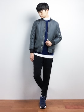 「STUDIOUS（ステュディオス）のアイテム（MA-1）」を使った、Yさん（メンズ・184cm）の秋コーディネート