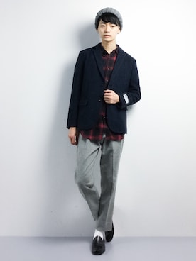 「フユコーデ」｜「アイテム（ニットキャップ/ビーニー）」を使った、Yさん（メンズ・184cm）の秋コーディネート