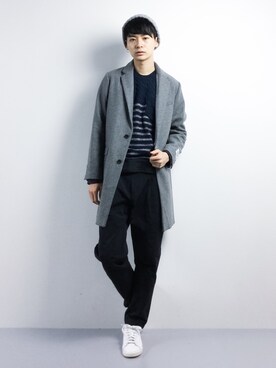「URBAN RESEARCH Sonny Label（アーバンリサーチサニーレーベル）のアイテム（チェスターコート）」を使った、Yさん（メンズ・184cm）の秋コーディネート