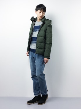 「Johnbull Private labo（ジョンブルプライベートラボ）のアイテム（ダウンジャケット/コート）」を使った、Yさん（メンズ・184cm）の秋コーディネート