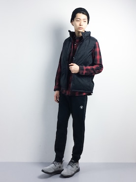 「VISSLA（ヴィスラ）のアイテム」を使った、Yさん（メンズ・184cm）の冬コーディネート