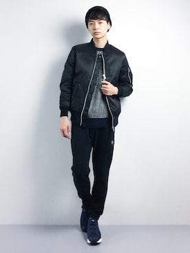 「The DUFFER of ST.GEORGE（ザダファーオブセントジョージ）のアイテム（MA-1）」を使った、Yさん（メンズ・184cm）の冬コーディネート