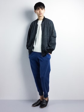 「JUNRED（ジュンレッド）のアイテム（MA-1）」を使った、Yさん（メンズ・184cm）の冬コーディネート