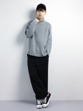 「MONKEY TIME（モンキータイム）のアイテム（ニット/セーター）」を使った、Yさん（メンズ・184cm）の冬コーディネート