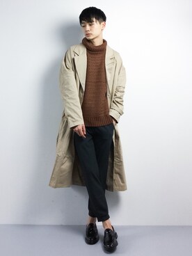 「unrelaxing（アンリラクシング）のアイテム（トレンチコート）」を使った、Yさん（メンズ・184cm）の冬コーディネート