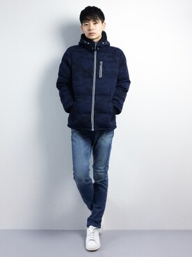 「Lee（リー）のLEE/別注THERMOLITE Skinny（デニムパンツ）」を使った、Yさん（メンズ・184cm）の冬コーディネート