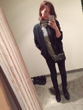 「VICTIM（ヴィクティム）のアイテム（ブルゾン）」を使った、安田美沙子さん（レディース・162cm）の秋コーディネート
