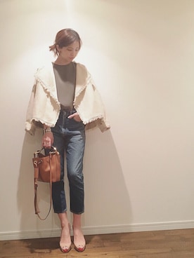 「切りっぱなし」｜「アイテム（パンプス）」を使った、安田美沙子さん（レディース・162cm）の春コーディネート