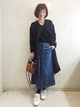 「FLORENT（フローレント）のアイテム（ジャケット/アウター）」を使った、安田美沙子さん（レディース・162cm）の春コーディネート