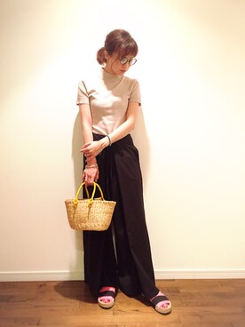 「Milly（ミリー）のアイテム（トップス）」を使った、安田美沙子さん（レディース・162cm）の夏コーディネート