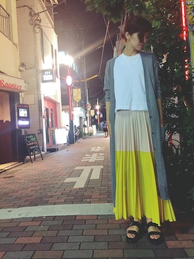 「CEDRIC CHARLIER（セドリックシャルリエ）のアイテム」を使った、安田美沙子さん（レディース・162cm）の夏コーディネート