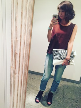 「rag & bone（ラグアンドボーン）のアイテム（サンダル）」を使った、安田美沙子さん（レディース・162cm）の夏コーディネート