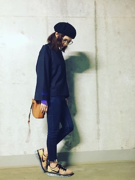 「FLORENT（フローレント）のアイテム（シャツ/ブラウス）」を使った、安田美沙子さん（レディース・162cm）の秋コーディネート