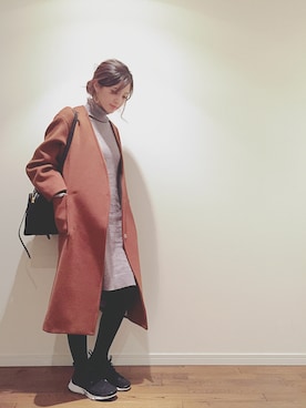 「FLORENT（フローレント）のアイテム（ジャケット/アウター）」を使った、安田美沙子さん（レディース・162cm）の冬コーディネート