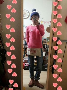 「あけおめ」｜「アイテム（パンツ）」を使った、うーきさん（レディース・155cm）の冬コーディネート