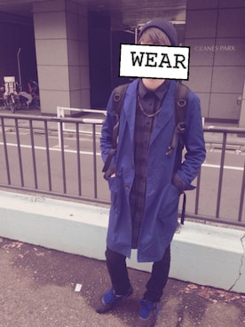 「アイテム（ステンカラーコート）」を使った、Kさん（メンズ・170cm・10代）の秋コーディネート